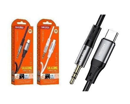 Кабель AUX, Jack 3,5mm(m) - Type-C(m) KAKUSIGA KSC-891, 1.0м, круглый, силикон, цвет: черный