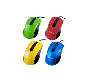 Мышь проводная PERFEO, COLOR, 3 кн, 500/1000 DPI, USB, жёлтая, зелёная, красная, чёрная (PF-203)