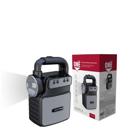Колонка портативная SMARTBUY ONE, 5Вт, Bluetooth, Фонарь, MP3, FM-радио, черная