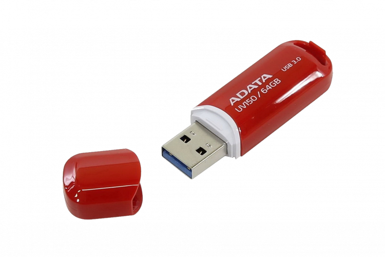 USB 3.0 накопитель A-DATA 64GB UV150  красный  (90/40 МБ/с)