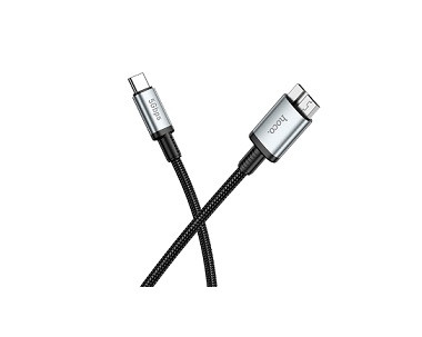 Кабель Type-C - микро USB HOCO US10 SATA, 0.5м, круглый, 3,0А, алюминий, цвет: чёрный