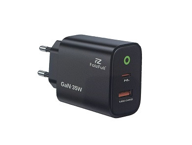 Блок питания сетевой 1 USB+TYPE-C FAIZFULL FC154 35W, Turbo Charge (Нейлоновый кабель)