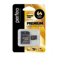 Карта памяти microSDXC 64GB PERFEO High-Capacity (Class 10) UHS-3 V30 w/o Adapter
