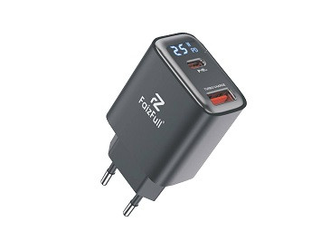Блок питания сетевой 1 USB+TYPE-C FAIZFULL FC162, 25W (Цифровой дисплей мощности)