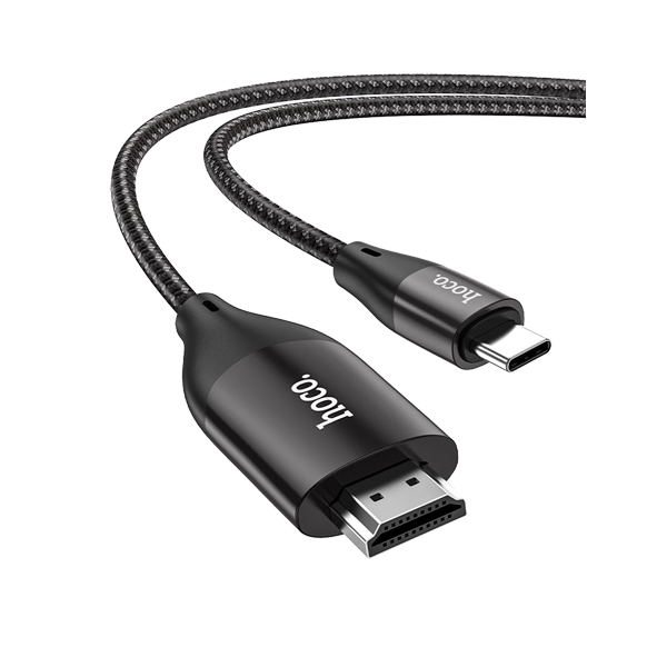 Кабель HDMI - Type-C HOCO UA16 HD, 2.0м, круглый, ткань, силикон, поддержка 4К, цвет: серый