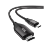 Кабель HDMI - Type-C HOCO UA16 HD, 2.0м, круглый, ткань, силикон, поддержка 4К, цвет: серый