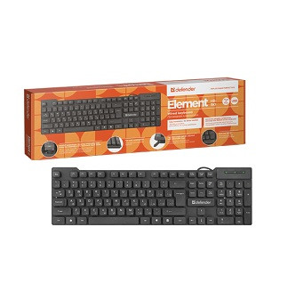Клавиатура проводная DEFENDER, Element HB-190 USB RU,черный,полноразмерная