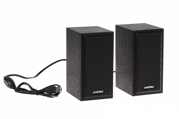 Колонки SMARTBUY, ONE, черный, дерево, 6 Вт, питание от USB (SBA-101)
