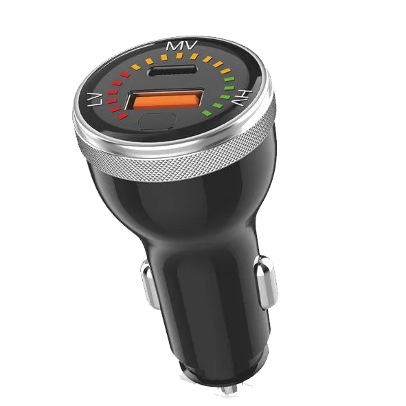 Блок питания автомобильный 1 USB, TYPE-C DEESPI ES42 2 порта QC3.0 + PD45W (с индикацией) Black