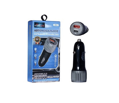Блок питания автомобильный 1 USB, TYPE-C CARLIVE CR12 QC3.0 + PD20W 38W