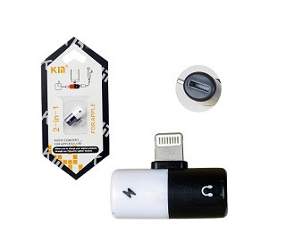 Переходник AUX, Jack 3,5mm, 8 pin(f) - 8 pin(m) KY176, круглый, цвет: серый