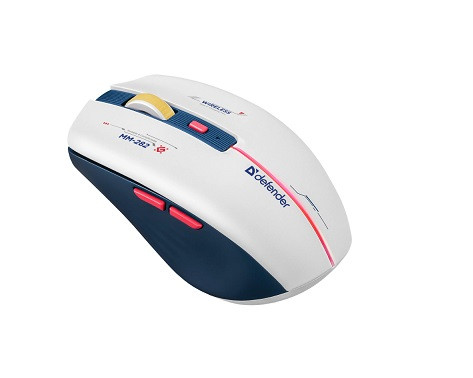 Беспроводная игровая мышь DEFENDER Dila MM-282 бел+син,LED,6D,2.4,1800dpi