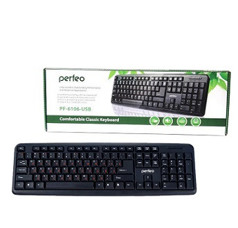 Клавиатура проводная PERFEO, CLASSIC стандартная, USB, чёрная (PF-6106-USB)