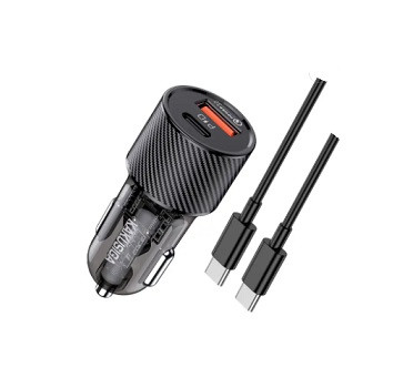 Блок питания автомобильный 1 USB, TYPE-C KAKUSIGA KSC-856, PD30W + QC3.0, Type-C на Type-C