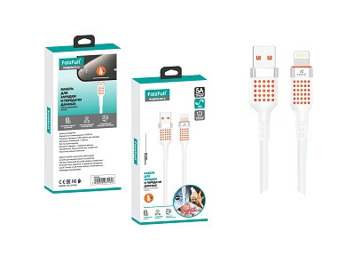 Кабель USB - 8 pin FAIZFULL FR16, силикон 1.0м, 2.1A, цвет: белый