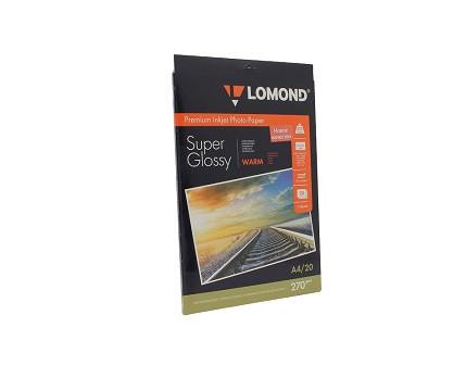 Фотобумага суперглянцевая односторонняя LOMOND 270гр, А4  (21х29.7), 20л.