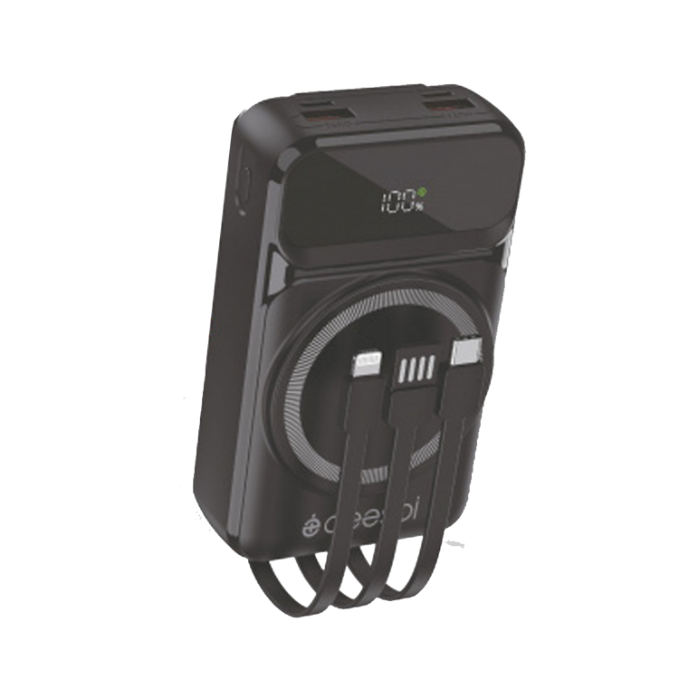 Аккумулятор внешний DEESPI DP26 20000mAh PD20W/Fast 22.5W/Display/Wireless 15W/с проводами