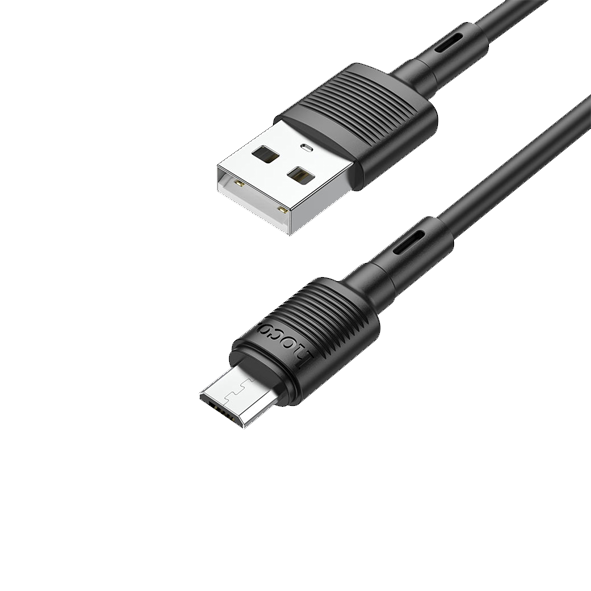 Кабель USB - микро USB HOCO X83 Victory, 1.0м, круглый, 2.4A, силикон, цвет: чёрный