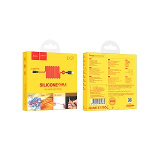Кабель USB - 8 pin HOCO X21, 1.0м, круглый, 2.0A, силикон, цвет: красный, чёрная вставка