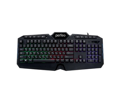 Клавиатура проводная PERFEO, VISION Multimedia, GAME DESIGN, подсв. 3 цвет USB, чёрный