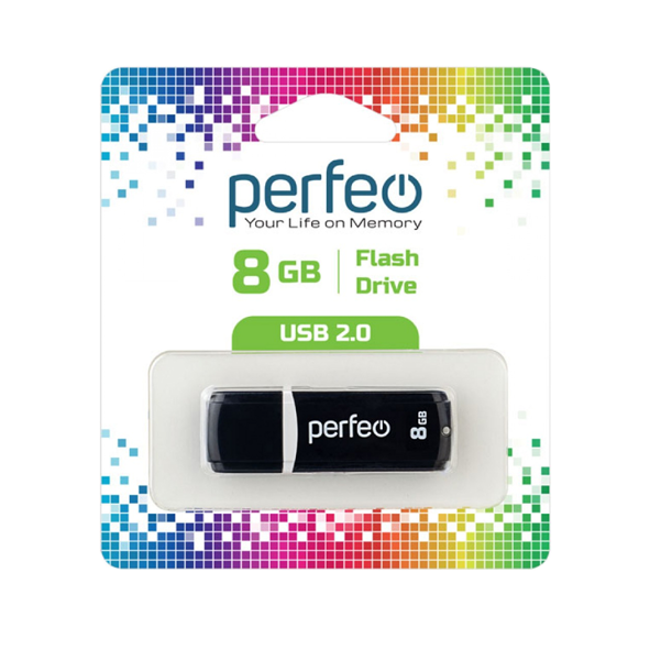 USB 2.0 накопитель PERFEO 8GB C02 Black