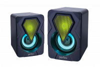 Колонки PERFEO SHINE 2.0, мощность 2х3 Вт, USB, чёрный, Game Design, LED подсветка 7 цв