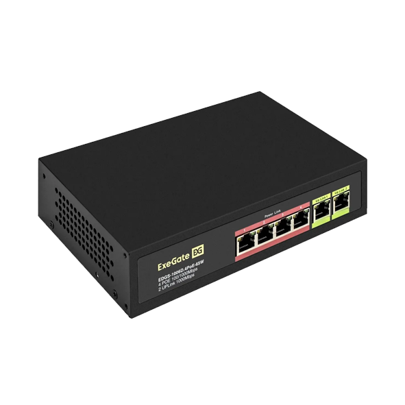 Коммутатор EXEGATE EDGS-1006D.4PoE-65W, неуправляемый