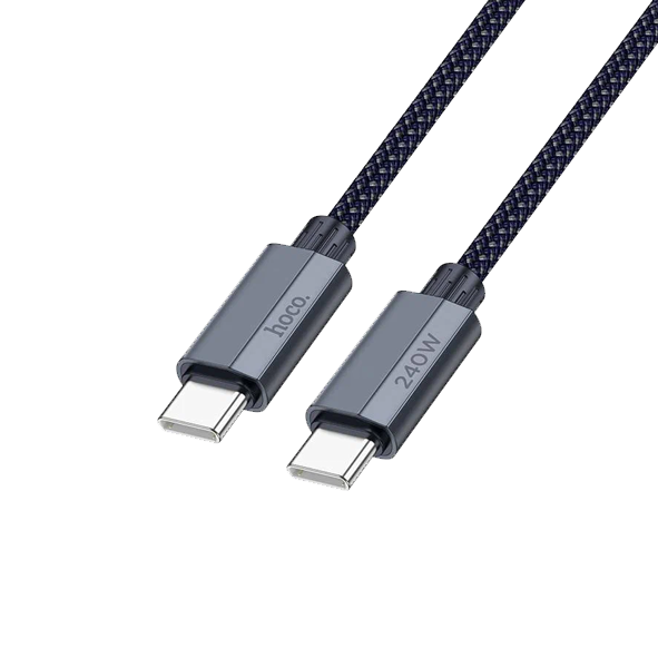 Кабель Type-C - Type-C HOCO U134 (5A, 240W, PD, оплетка ткань 1,8 м) Темно-синий