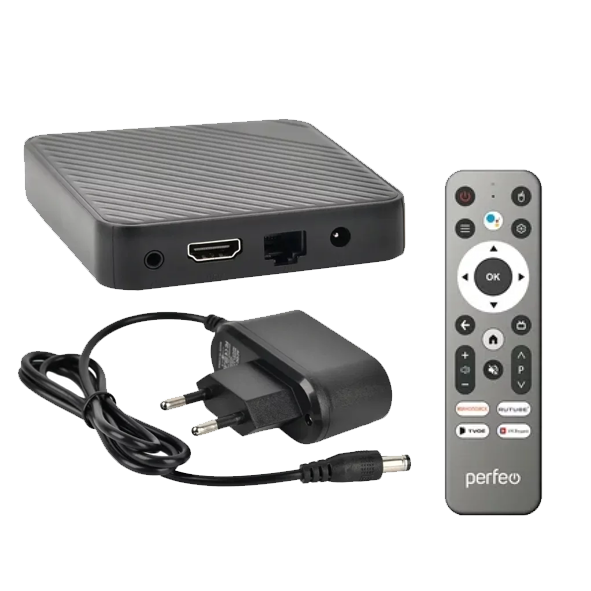Приставка-TV android smart TV PERFEO "LOGIC 2/8",Allwinner H313,Android 10, 2Gb/8Gb,Пульт Bluetooth