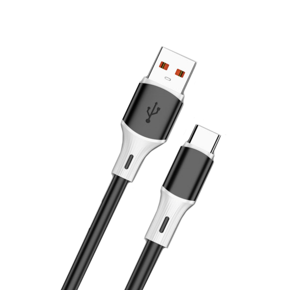 Кабель USB - Type-C UGETUS X82, 2.0м, круглый, 5.0A, силикон, цвет: чёрный