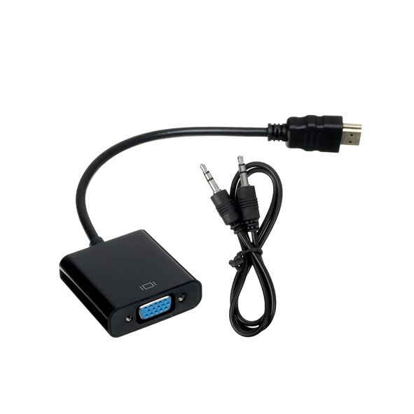 Переходник HDMI(m) - VGA(f) +AUX  20 см, цвет: черный