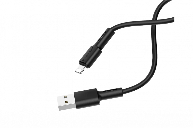 Кабель USB - Lightning 8pin, 1,0м, BOROFONE BX31 Soft silicone, силикон, черный