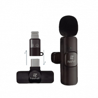 Микрофон петличный FAIZFULL FQ20, Bluetooth + переходником Type-C на Lightning, с шумоподавлением