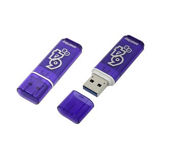 USB 3.0  накопитель SMARTBUY 64GB Glossy series Blue (SB64GBGS-DB)