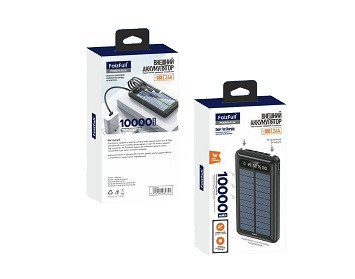 Аккумулятор внешний FAIZFULL FL54 black 2,4A, 10000mAh (солнечный)