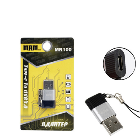 Переходник USB(f) - Type-C MRM, алюминий, OTG, цвет: