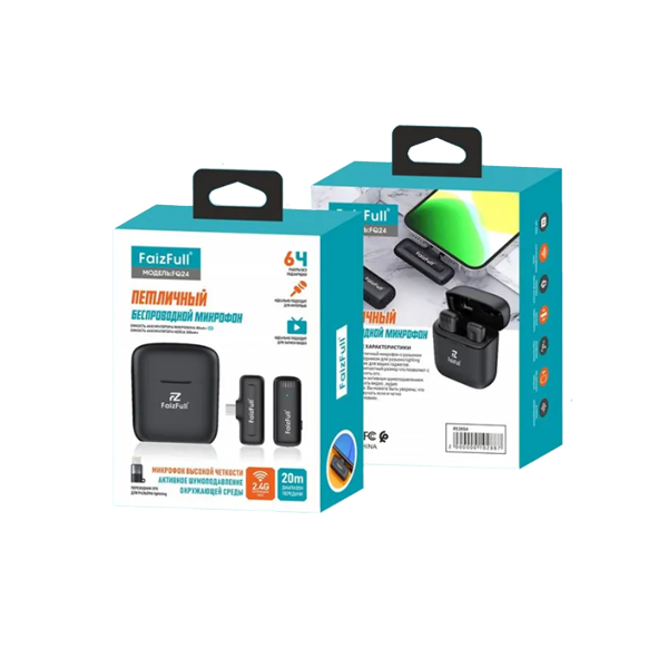 Петличный микрофон FAIZFULL FQ24 type-C c перех lightning 1mic+кейс