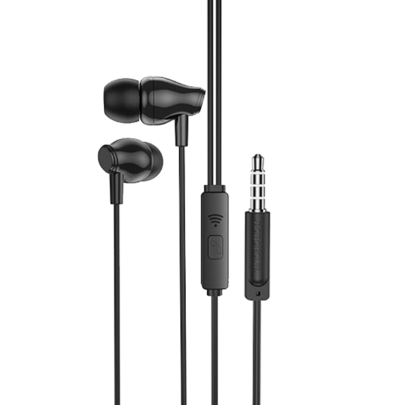 Наушники с микрофоном BOROFONE BM61, пластик, микрофон, кнопка ответа, кабель 1.2м, цвет: черный