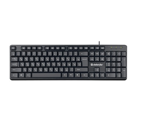 Клавиатура проводная DEFENDER Daily HB-162 RU,104 кнопки +FN, 1.8м, черный