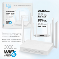 Роутер WiFi WR3000 3000Mbps, 2-диапозона, WiFi6