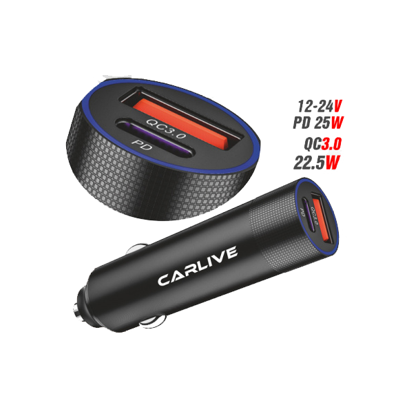 Автомобильное зарядное устройство Carlive CR58 QC3.0 + PD25W (Black)