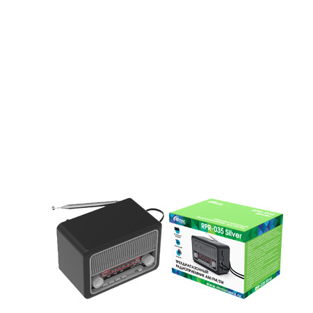 Радиоприёмник RITMIX RPR-035, серебро,  MicroSD / USB / AUX / Bluetooth, MP3