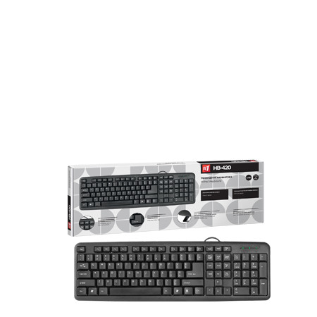 Клавиатура проводная DEFENDER, HB-420, полноразмерная, черный, USB