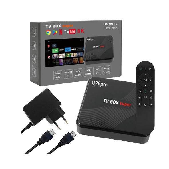 Приставка-TV android smart 4K Q98pro TV BOX S905Y4 2G+16G Wifi Android 11