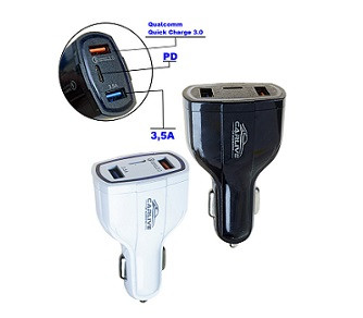 Блок питания автомобильный 2 USB MRM MR368A, + PD Quick Charge 3.0