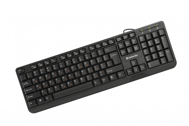 Клавиатура проводная DEFENDER, OfficeMate HM-710, USB, чёрная, Мембранная, длина кабеля 1,5 м.
