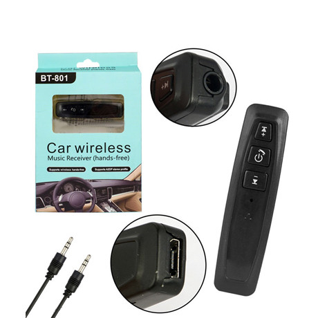 Ресивер для музыки BT-801, пластик, Bluetooth, Jack 3.5, цвет: чёрный