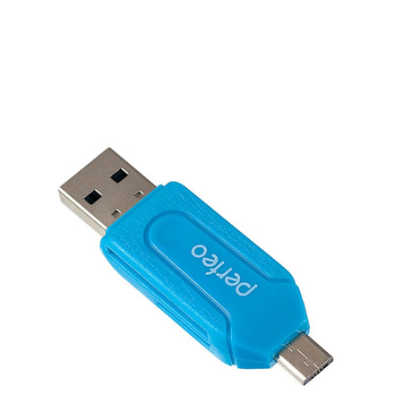 Кардридер PERFEO SD/MMC+Micro SD + adapter with OTG, (PF-VI-O004 Blue) синий