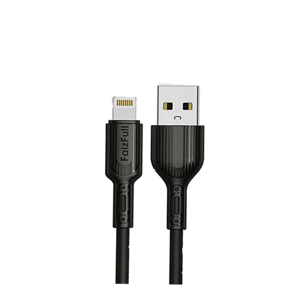 Кабель USB - 8 pin FAIZFULL FR78, (1м 5A) огнеупорный мягкий силикон, цвет: чёрный