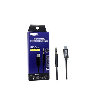Кабель AUX, Jack 3,5mm(m) - 8 pin(m) CQ003, 1.0 м, круглый, силикон, цвет: чёрный